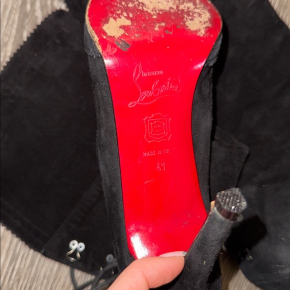 Christian Louboutin Black Heeled Boots with Red Soles - Picture 8 of 16